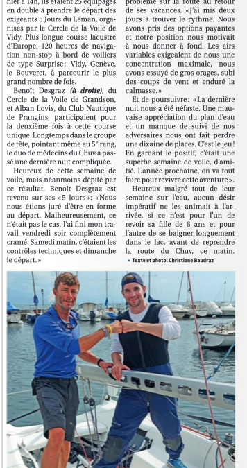 Les cinq jours du Léman de Benoît Desgraz.