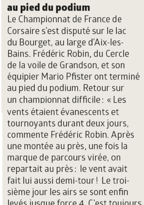 Championnat de France de Corsaire, Frédéric Robin, au pied du podium.