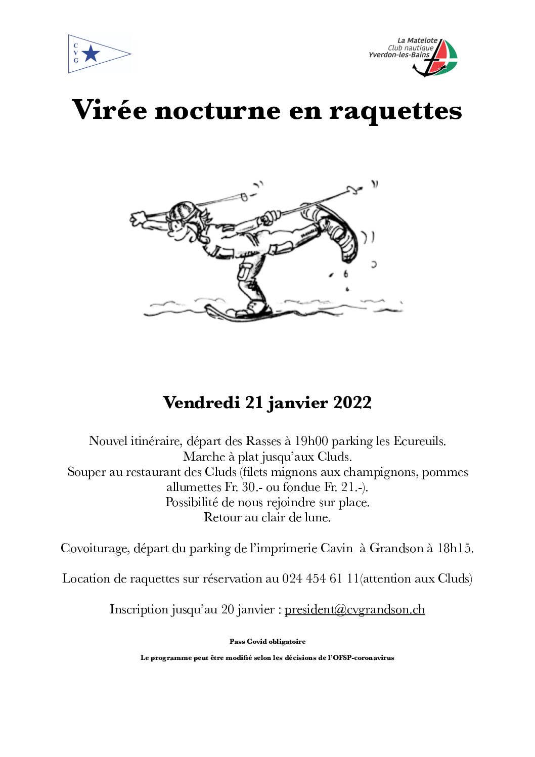 Virée nocturne en raquettes CVG-MY, 21 janvier.