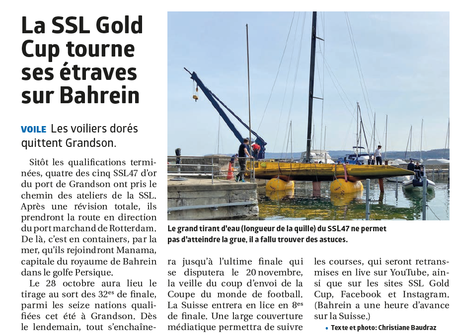SSL Gold Cup, direction Bahrein.
