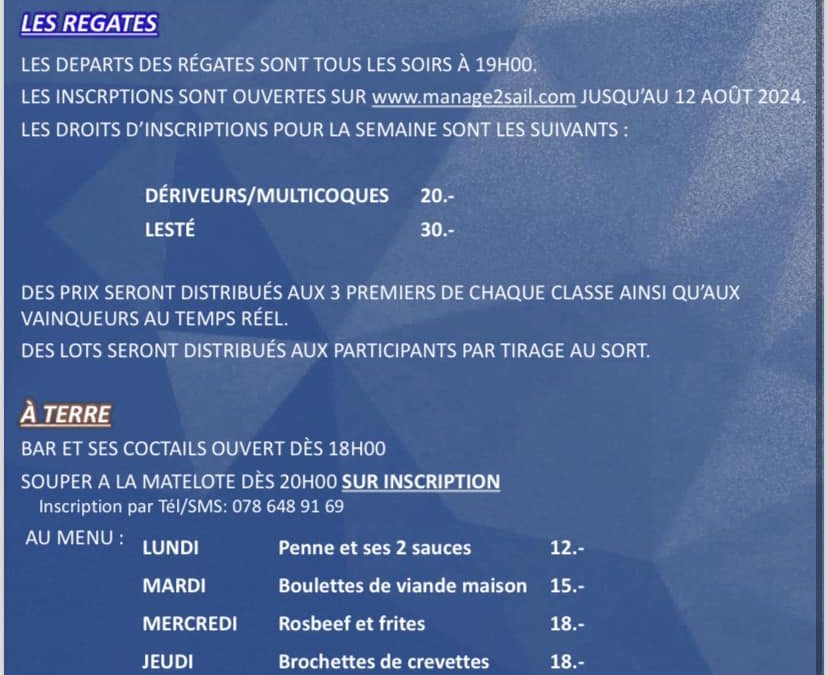 Semaine du soir, MY – CVG repas