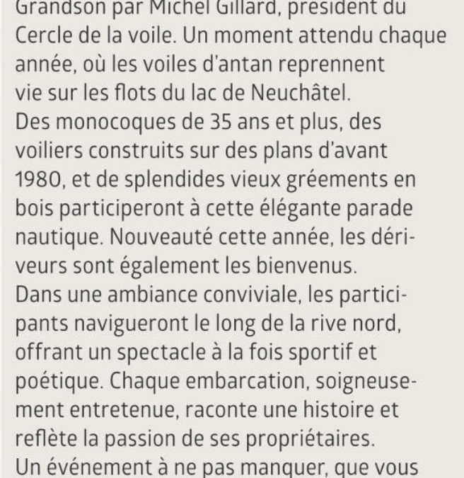 Régate des vieux bateaux, dimanche 6 juillet et non samedi 5