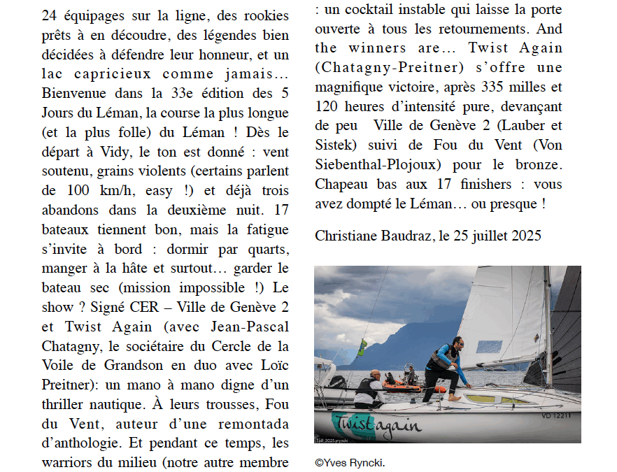 JP récidive aux 5 Jours du Léman.