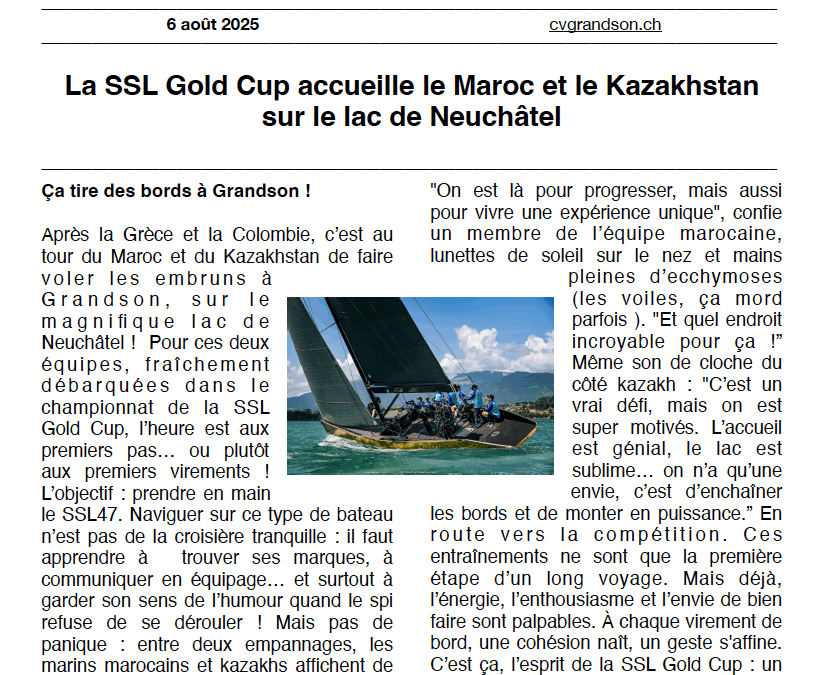 Ça tire des bords à Grandson !